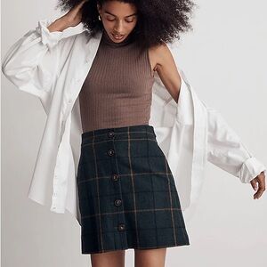 NWT Madewell Wool Button-Front Mini Skirt